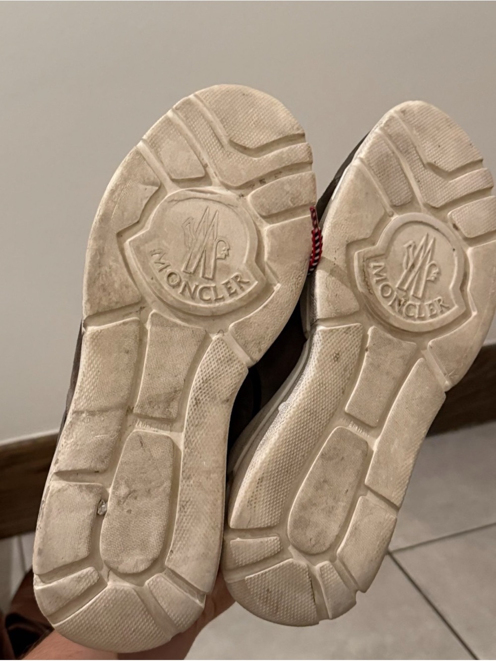 Moncler Men’s Red, Navy & Taupe Suede Mesh Sneakers - Picture 4 of 5